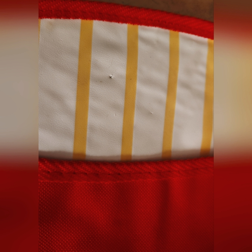 McDonald's 2013 Promo French Fry Tote Bag Red Canvas Tote Bag Striped Vinyl - Picture 8 of 8